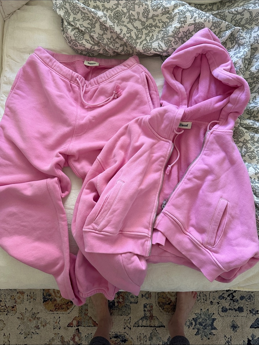 Elwood Women's Pink Cozy Zip Hoodie & Sweatpants Set